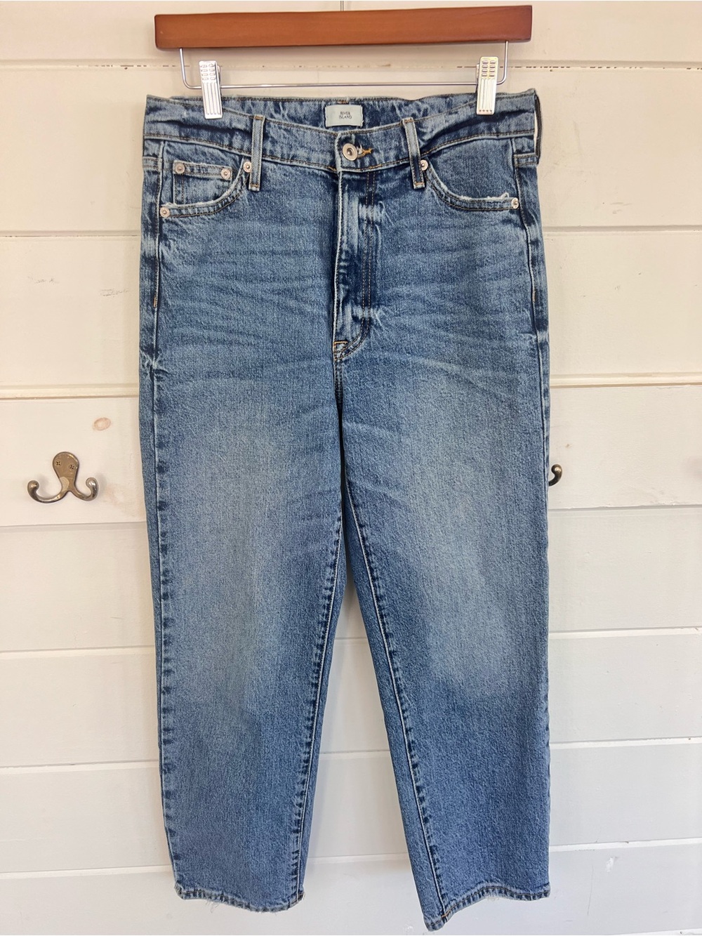 River Island High Rise Mid Wash Denim 8R